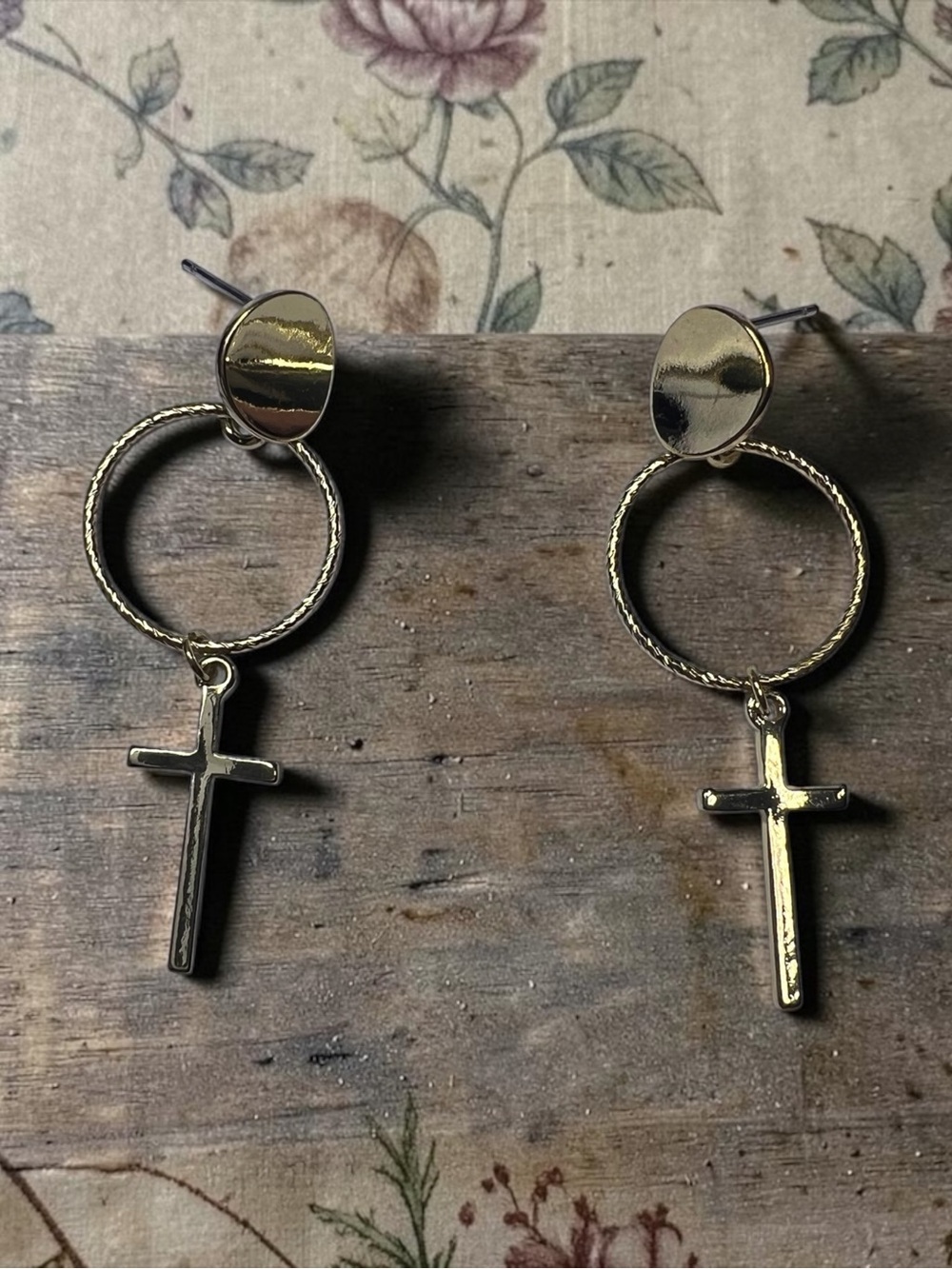 Gold Cross Hoop Earrings - Women Jewelry